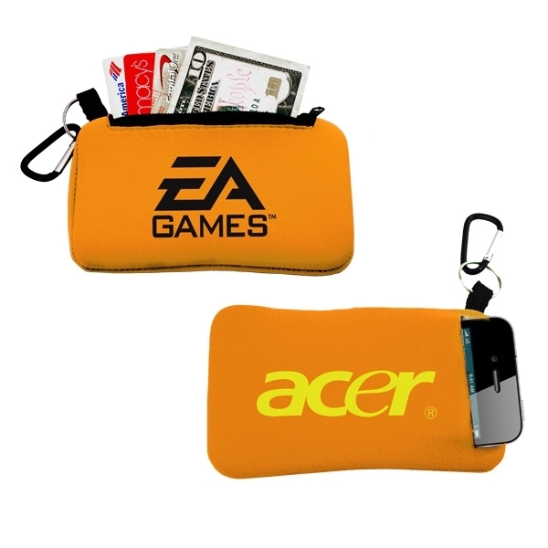 Smartphone holder made of neoprene with a carabiner and a zippered... from ASI 44900 NC Custom (CI/Lanco)