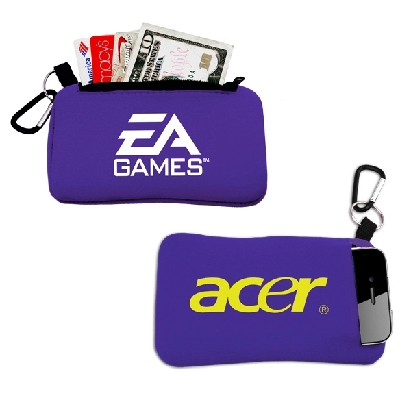 Smartphone holder made of neoprene with a carabiner and a zippered... from ASI 44900 NC Custom (CI/Lanco)