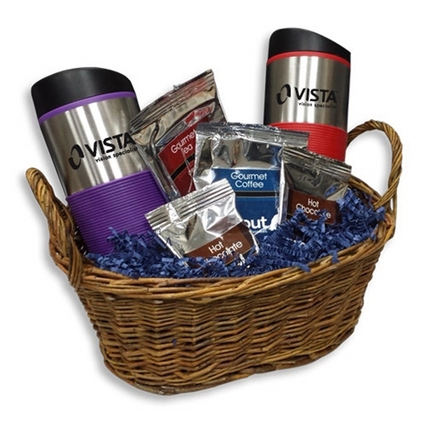 Gift basket with coffee, tea and water bottles.... from ASI 44900 NC Custom (CI/Lanco) / Lanco
