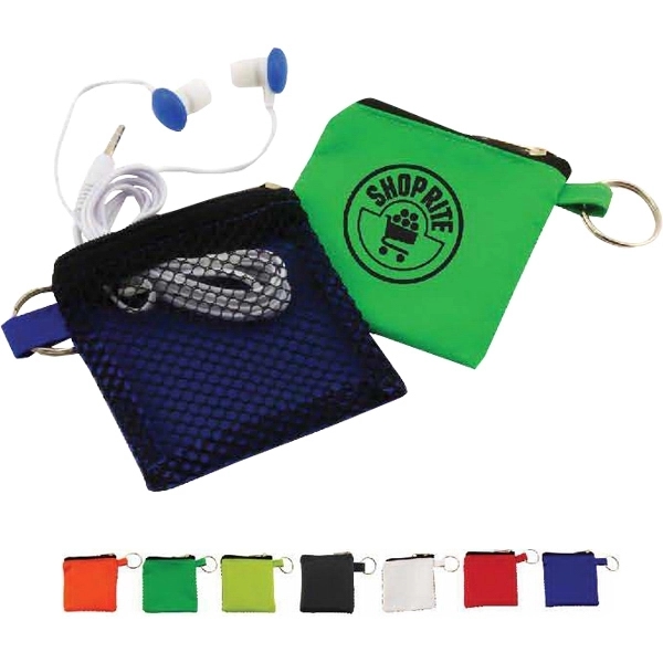 Tech kit with button-style earbuds and a key chain pouch.... from ASI 44900 NC Custom (CI/Lanco) / Lanco