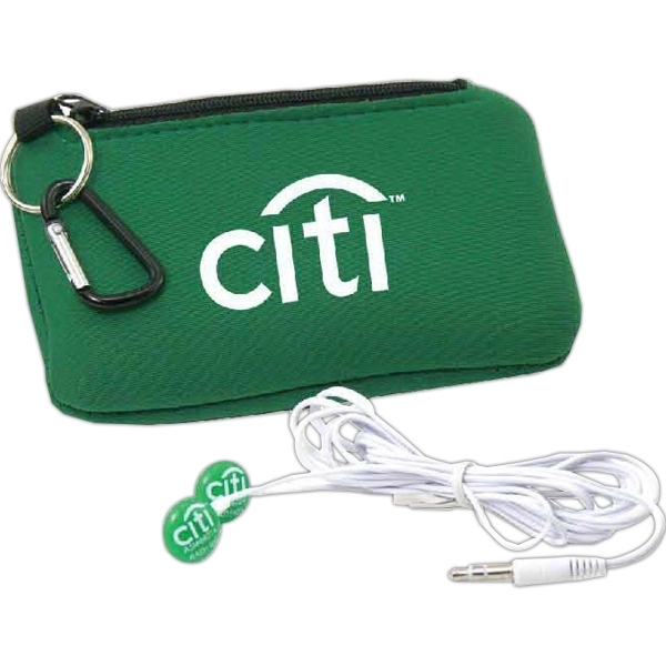 Button earbuds inserted into deluxe smartphone holder.... from ASI 44900 NC Custom (CI/Lanco)