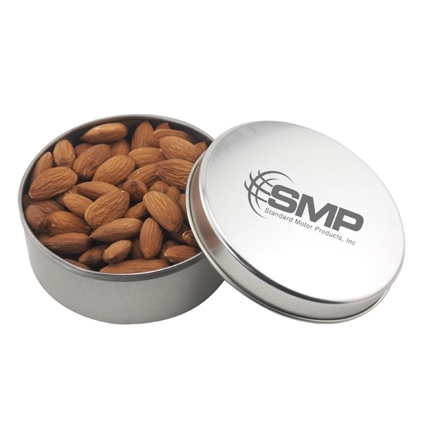 Large Round Metal Tin with Lid and Almonds... from ASI 44900 NC Custom (CI/Lanco) / Lanco