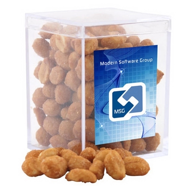 Honey Roasted Peanuts in a Clear Acrylic Box- 2.25" x 2.25"... from ASI 44900 NC Custom (CI/Lanco) / Chocolate Inn