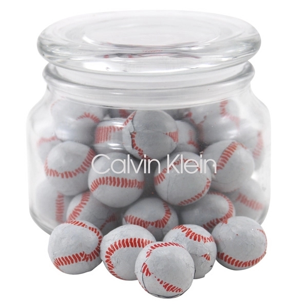 Chocolate Baseballs in a Glass apothecary Jar with Lid... from ASI 44900 NC Custom (CI/Lanco) / Lanco