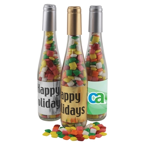11" Glass Champagne Bottle with Mini Chicklets... from ASI 44900 NC Custom (CI/Lanco) / Lanco