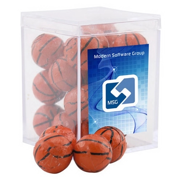 Chocolate Basketballs in a Clear Acrylic Box- 2.25" x 2.25" x... from ASI 44900 NC Custom (CI/Lanco) / Chocolate Inn
