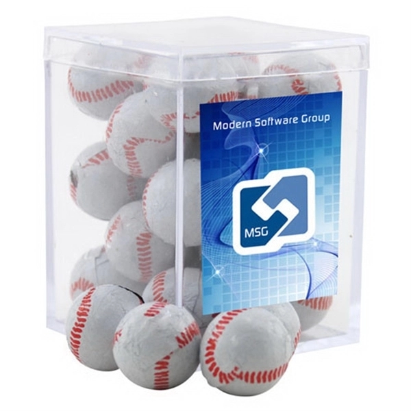 Chocolate Baseballs in a Clear Acrylic Box- 2.25" x 2.25" x... from ASI 44900 NC Custom (CI/Lanco) / Chocolate Inn