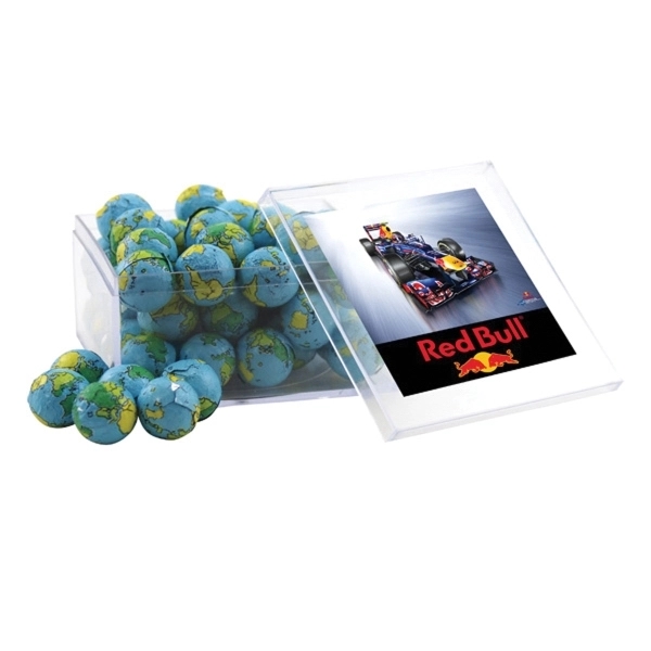 Chocolate Globes in a Clear Acrylic Box- 4" x 4" x... from ASI 44900 NC Custom (CI/Lanco) / Lanco