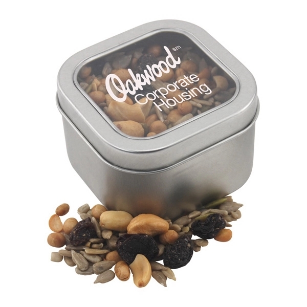 Large Metal Tin with Window Lid and Trail Mix... from ASI 44900 NC Custom (CI/Lanco) / Lanco