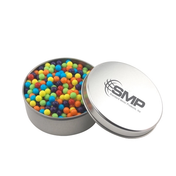 Large Round Metal Tin with Lid and Mini Jawbreakers... from ASI 44900 NC Custom (CI/Lanco) / Lanco
