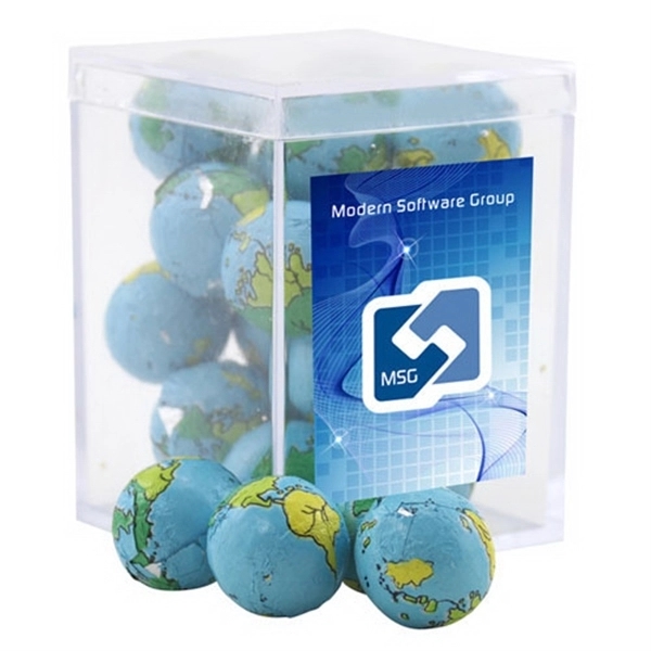 Chocolate Globes in a Clear Acrylic Box- 2.25" x 2.25" x... from ASI 44900 NC Custom (CI/Lanco) / Chocolate Inn