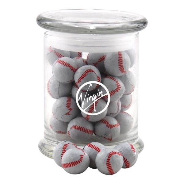 Chocolate Baseballs in a Large Round Glass Status Jar with Lid... from ASI 44900 NC Custom (CI/Lanco) / Lanco