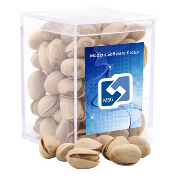Pistachios in a Clear Acrylic Box- 2.25" x 2.25" x 3"... from ASI 44900 NC Custom (CI/Lanco) / Chocolate Inn