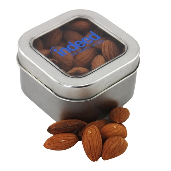 Metal Tin with Window Lid and Almonds... from ASI 44900 NC Custom (CI/Lanco) / Lanco