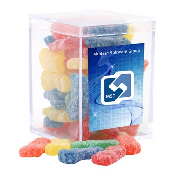 Clear acrylic box with full color label, filled with sour kids... from ASI 44900 NC Custom (CI/Lanco) / Lanco