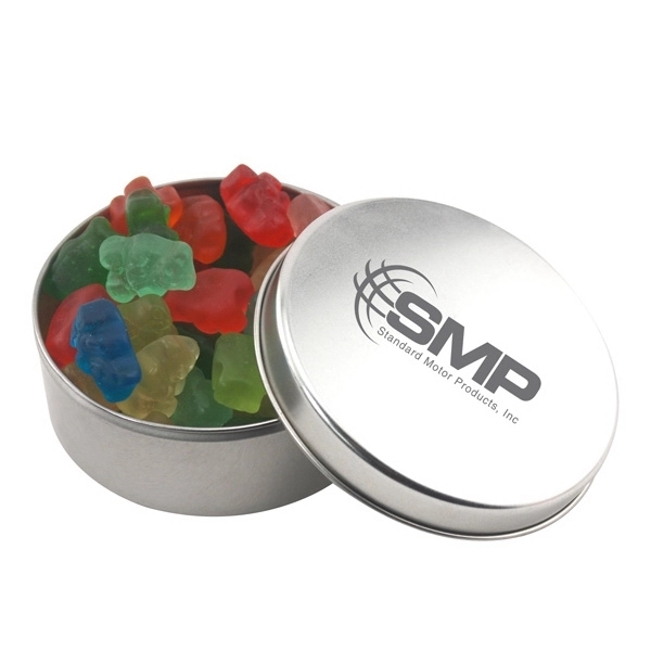 Large Round Metal Tin with Lid and Gummy Bears... from ASI 44900 NC Custom (CI/Lanco) / Lanco
