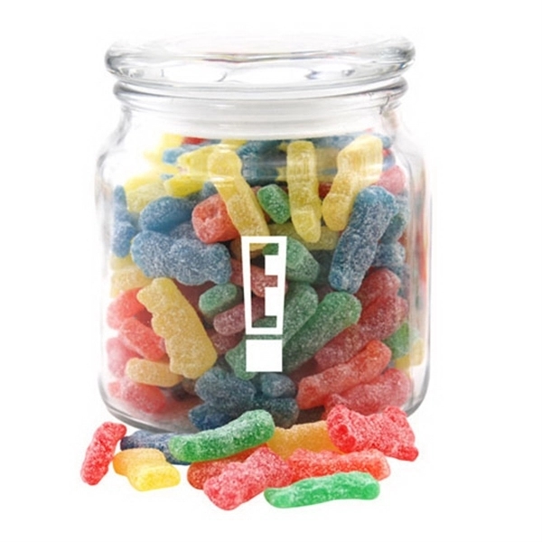 Sour kid candies inside a 16 oz. glass jar with lid.... from ASI 44900 NC Custom (CI/Lanco) / Lanco