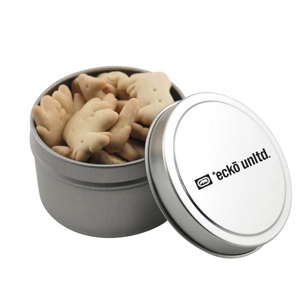 Round Metal Tin with Lid and Animal Crackers... from ASI 44900 NC Custom (CI/Lanco) / Lanco