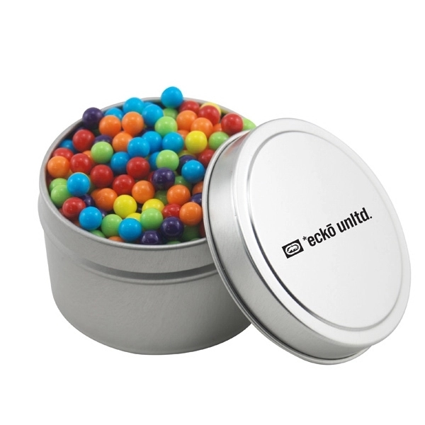 Round Metal Tin with Lid and Mini Jawbreakers... from ASI 44900 NC Custom (CI/Lanco) / Lanco