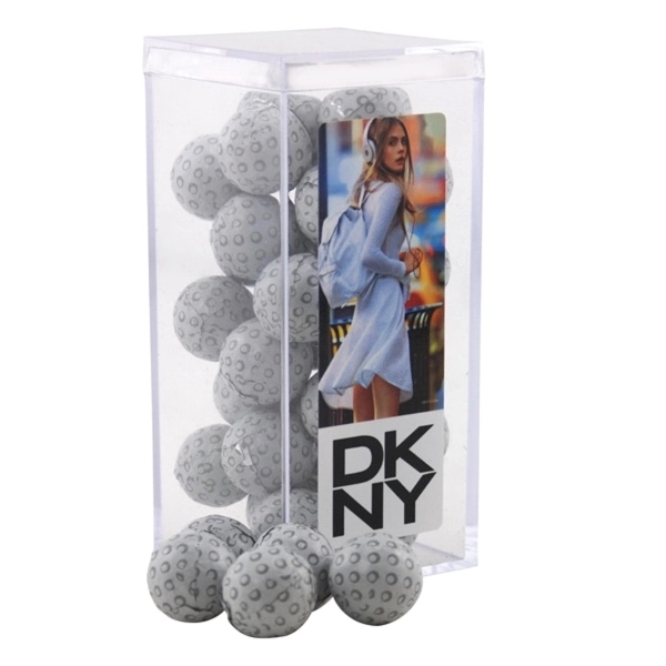 Chocolate Golf Balls in a Clear Acrylic Box- 2.25" x 2.25"... from ASI 44900 NC Custom (CI/Lanco) / Lanco