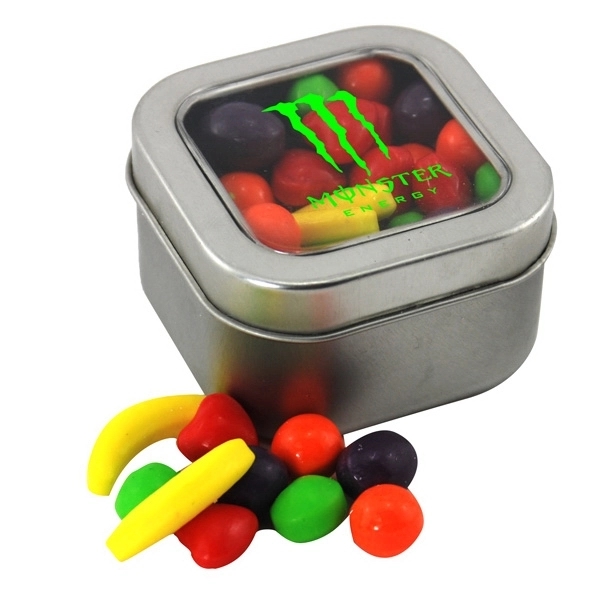 Metal Tin with Window Lid and Candy Fruitz... from ASI 44900 NC Custom (CI/Lanco) / Lanco