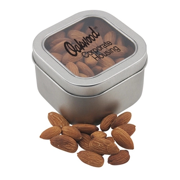 Large Metal Tin with Window Lid and Almonds... from ASI 44900 NC Custom (CI/Lanco) / Lanco