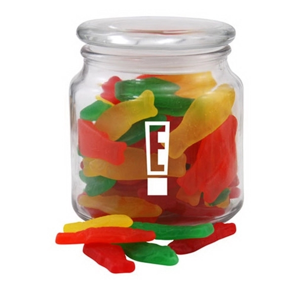 16 oz. glass jar with lid, filled with assorted fish candies.... from ASI 44900 NC Custom (CI/Lanco) / Lanco