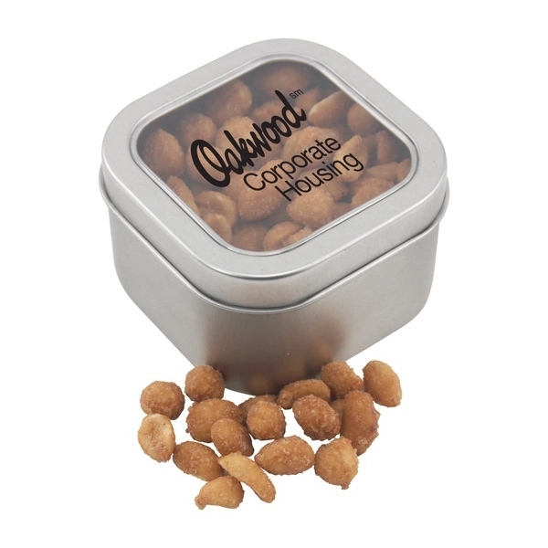 Large Metal Tin with Window Lid and Honey Roasted Peanuts... from ASI 44900 NC Custom (CI/Lanco) / Lanco