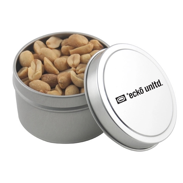 Round Metal Tin with Lid and Peanuts... from ASI 44900 NC Custom (CI/Lanco) / Lanco