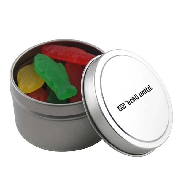 Round Metal Tin with Lid and Swedish Fish... from ASI 44900 NC Custom (CI/Lanco) / Lanco
