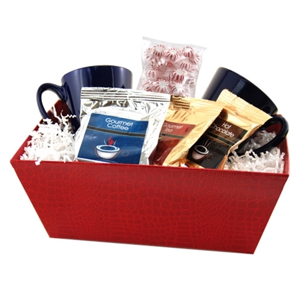 Gift tray filled with two 12 oz. mugs, coffee, tea, two... from ASI 44900 NC Custom (CI/Lanco) / Lanco