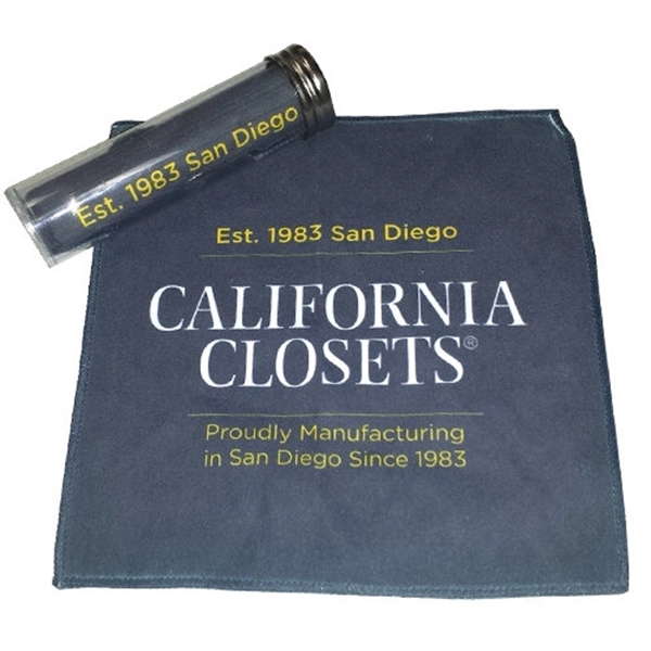 8" x 8" microsuede suede microfiber cloth stored inside a clear... from ASI 44900 NC Custom (CI/Lanco)