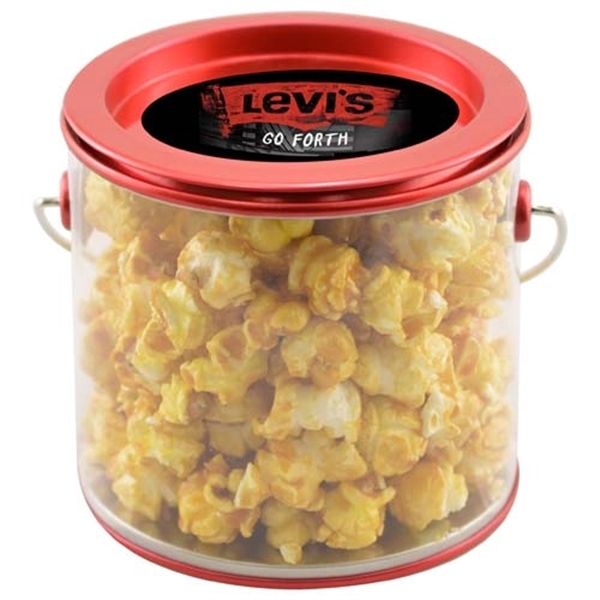 3 7/8" x 4" customizable tin pail filled with caramel popcorn.... from ASI 44900 NC Custom (CI/Lanco) / Lanco