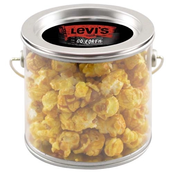 3 7/8" x 4" customizable tin pail filled with caramel popcorn.... from ASI 44900 NC Custom (CI/Lanco) / Lanco