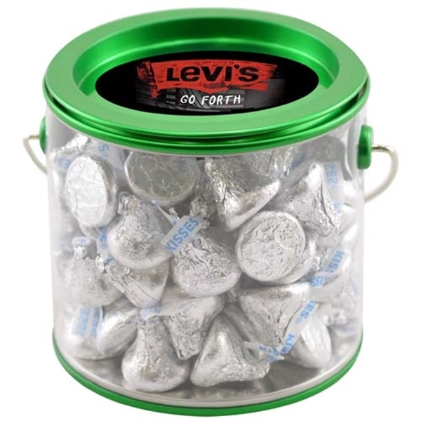 3 7/8" x 4" customizable tin pail filled with Hershey's Kisses.... from ASI 44900 NC Custom (CI/Lanco) / Lanco