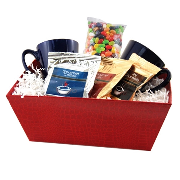 Gift tray filled with two 12 oz. mugs, coffee, tea, two... from ASI 44900 NC Custom (CI/Lanco) / Lanco