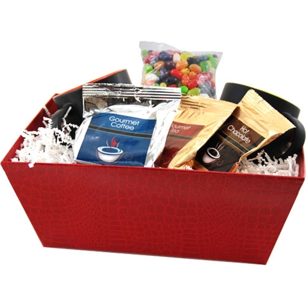 Gift tray filled with two 12 oz. mugs, coffee, tea, two... from ASI 44900 NC Custom (CI/Lanco) / Lanco