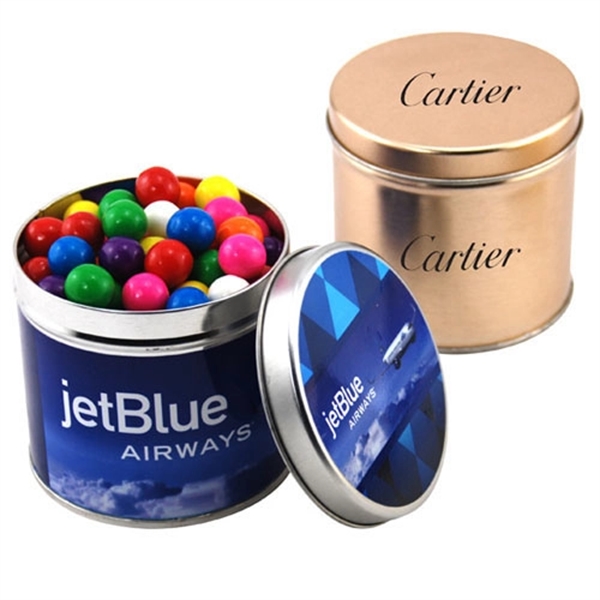 Gumballs in a 3.5" Round Metal Tin with Lid... from ASI 44900 NC Custom (CI/Lanco) / Lanco