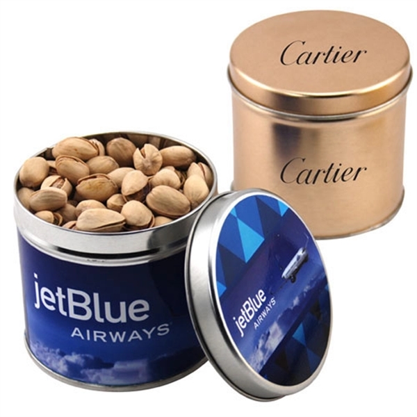 Pistachios in a 3.5" Round Metal Tin with Lid... from ASI 44900 NC Custom (CI/Lanco) / Lanco
