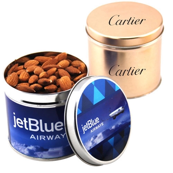 Almonds in a 3.5" Round Metal Tin with Lid... from ASI 44900 NC Custom (CI/Lanco) / Lanco