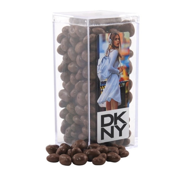 Chocolate Covered Raisins in a Clear Acrylic Box- 2.25" x 2.25"... from ASI 44900 NC Custom (CI/Lanco) / Lanco