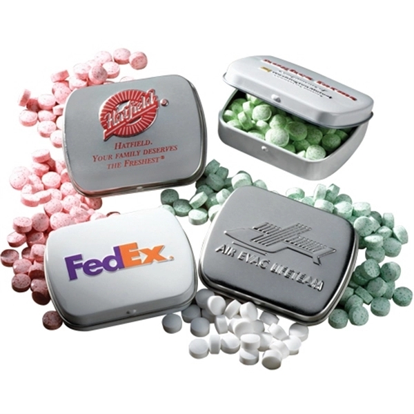 Pocket-sized metal tin filled with wintergreen mints.... from ASI 44900 NC Custom (CI/Lanco) / Lanco