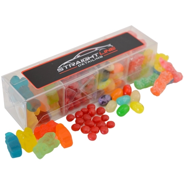 4 compartment acetate box filled with gummy bears, Jelly Bellies, Red... from ASI 44900 NC Custom (CI/Lanco) / Lanco