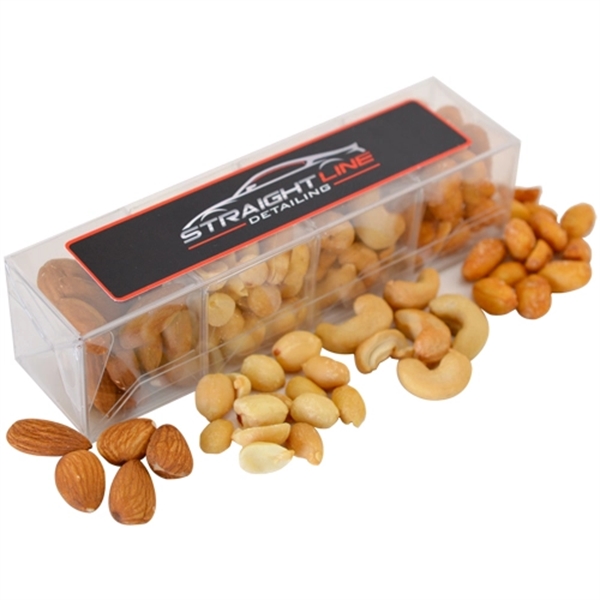 4 compartment acetate box filled with honey roasted peanuts, peanuts, cashews... from ASI 44900 NC Custom (CI/Lanco) / Lanco