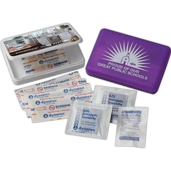 Translucent plastic first aid kit featuring four 3" x 3/4" bandages,... from ASI 44900 NC Custom (CI/Lanco) / Lanco