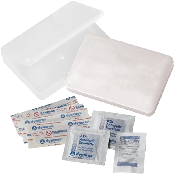 Translucent plastic first aid kit featuring four 3" x 3/4" bandages,... from ASI 44900 NC Custom (CI/Lanco) / Lanco