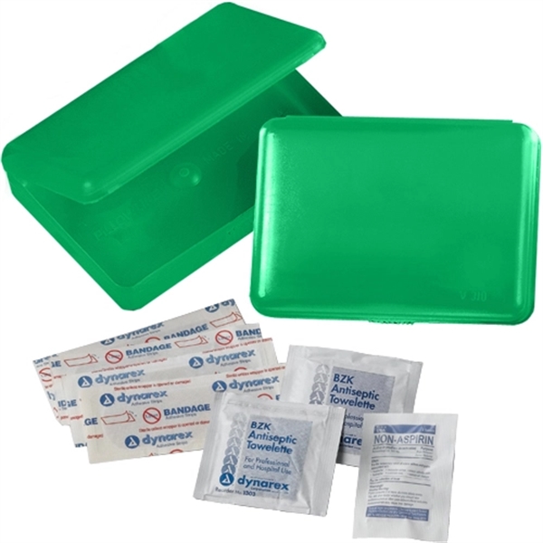 Translucent plastic first aid kit featuring four 3" x 3/4" bandages,... from ASI 44900 NC Custom (CI/Lanco) / Lanco
