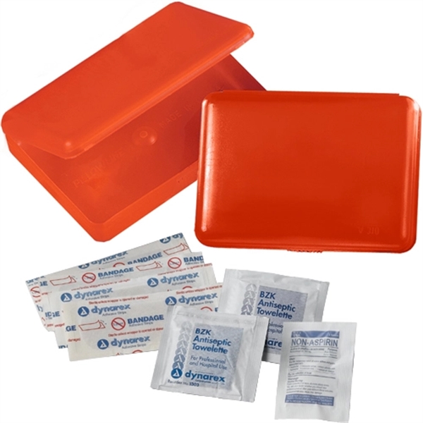 Translucent plastic first aid kit featuring four 3" x 3/4" bandages,... from ASI 44900 NC Custom (CI/Lanco) / Lanco