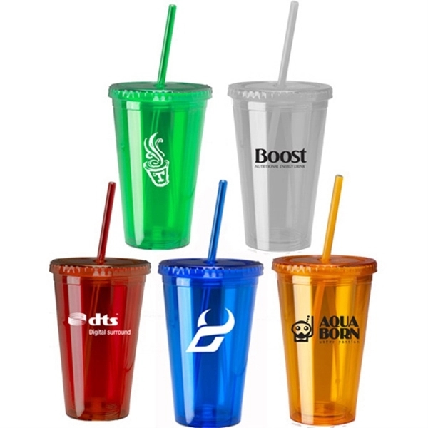 16oz Double Wall Acrylic Tumbler with Straw... from ASI 44900 NC Custom (CI/Lanco) / Lanco