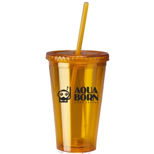16oz Double Wall Acrylic Tumbler with Straw... from ASI 44900 NC Custom (CI/Lanco) / Lanco